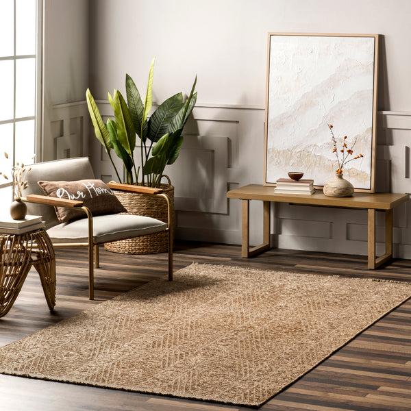 Nuloom Deisy Diamond Lined Fringe Area Rug Natural