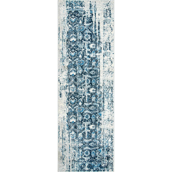 Nuloom Distressed Ernestina Flourish Blue