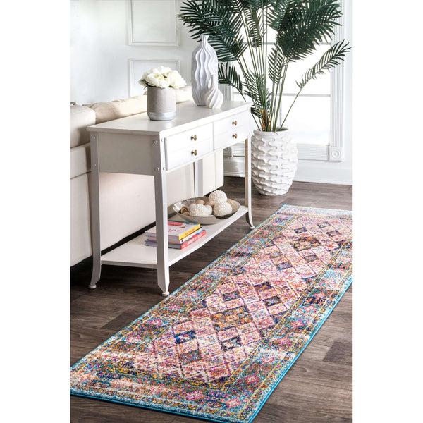 Nuloom Dorine Diamond Tiles Rug Light Blue