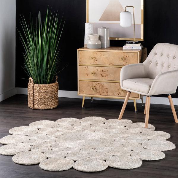 Nuloom Eden Circle Braided Jute Area Rug Ivory