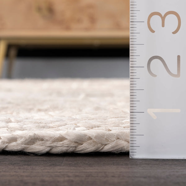 Nuloom Eden Circle Braided Jute Area Rug Ivory