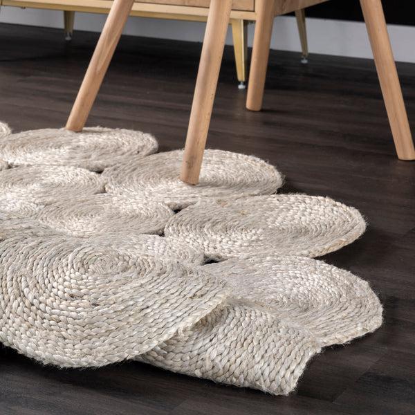 Nuloom Eden Circle Braided Jute Area Rug Ivory