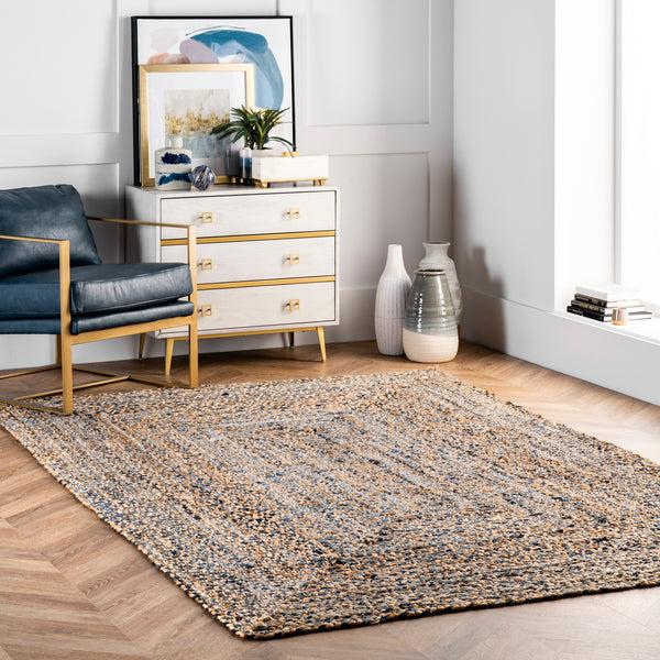 Nuloom Eliz Braided Denim And Jute Area Rug Blue