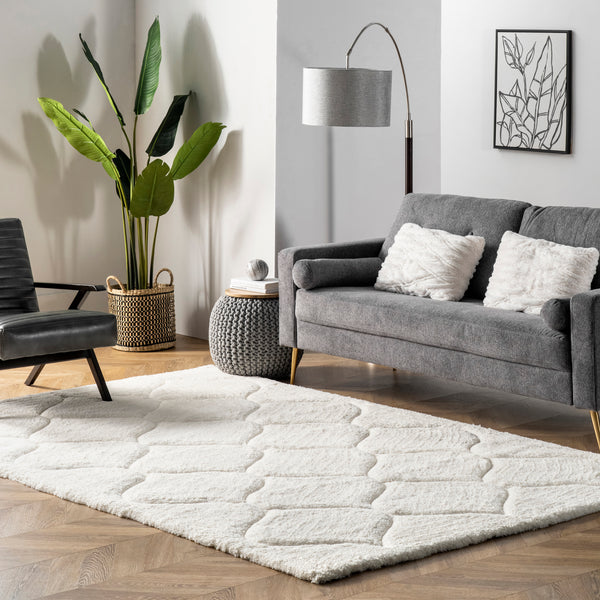 Nuloom Elsie Contemporary Shag Area Rug White