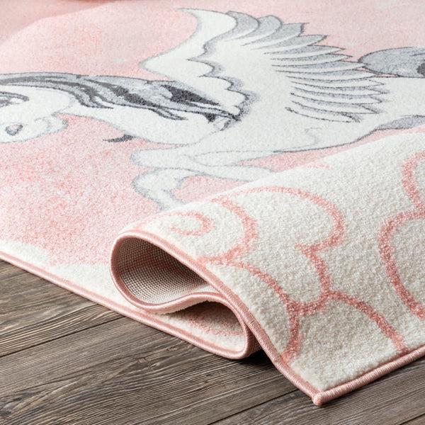 Nuloom Emmie Flying Unicorn Nursery Area Rug Pink