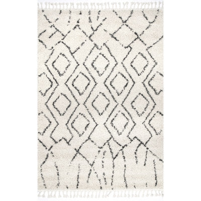 nuloom Erin Moroccan Diamond Tassel Rug Off White