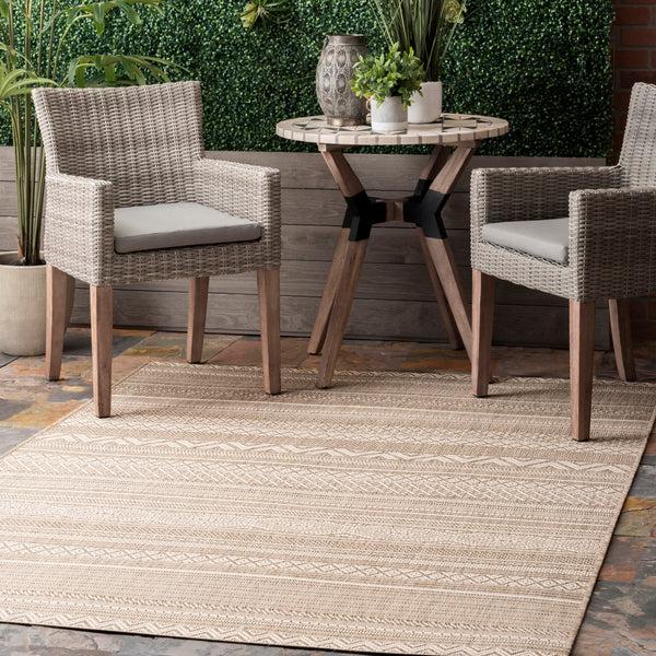 Nuloom Erlinda Tribal Outdoor Area Rug Beige