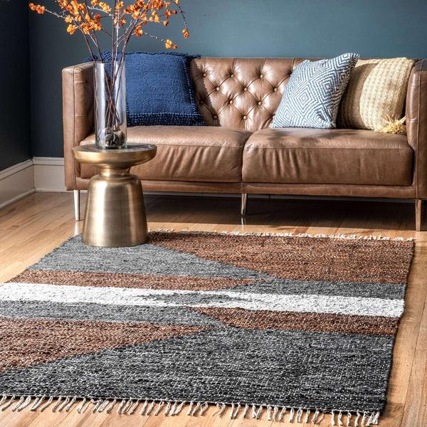 Nuloom Esperanza Leather Modern Abstract Natural