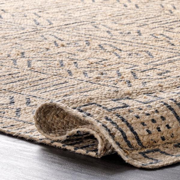 Nuloom Ethnic Striped Jute Area Rug Gray