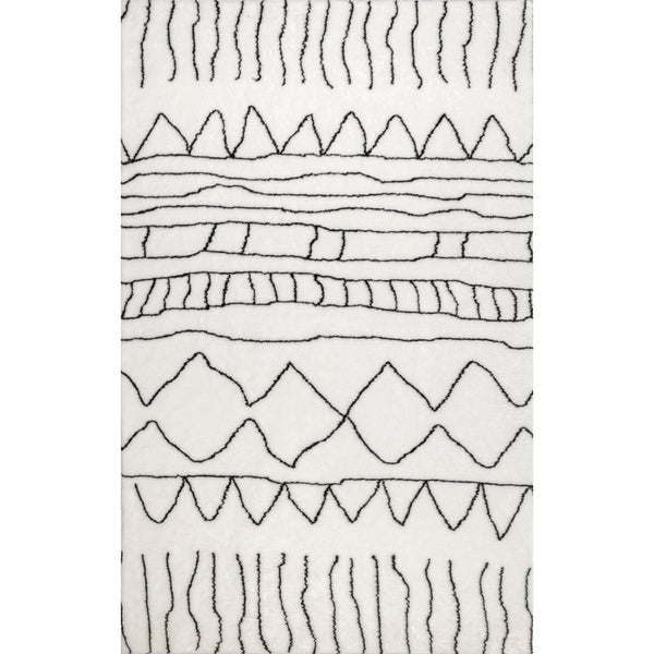 nuloom Ethnic Striped Washable Shag Area Rug Black