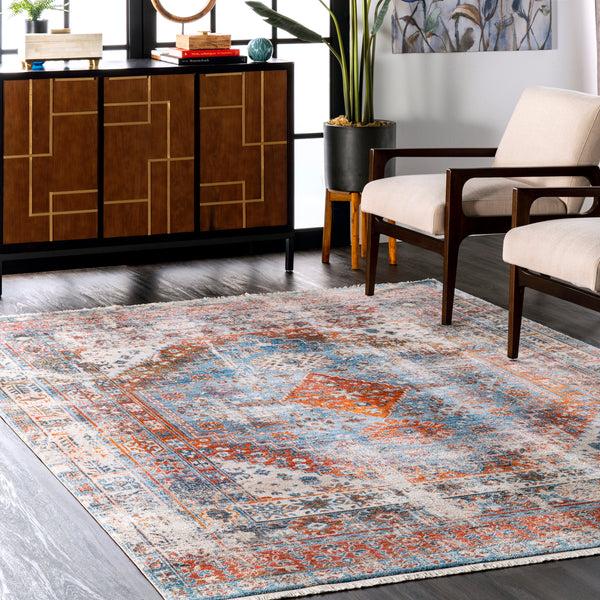 Nuloom Farley Medallion Fringe Area Rug Blue