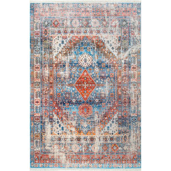 nuloom Farley Medallion Fringe Area Rug Blue
