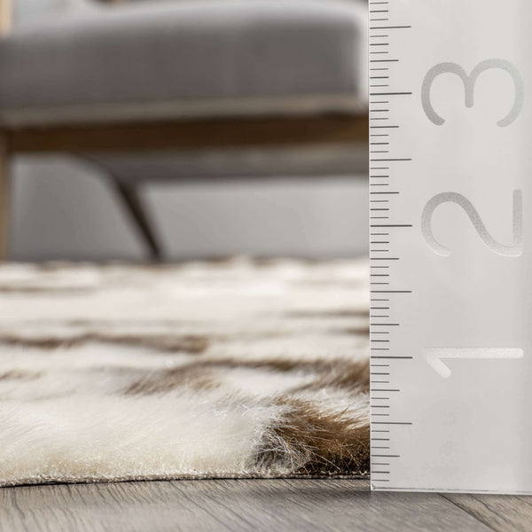 Nuloom Faux Cowhide Washable Area Rug Off White