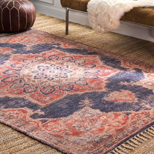 Nuloom Flatwoven Nikki Tassel Area Rug Navy