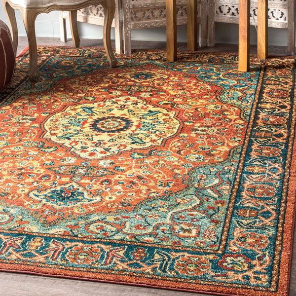 Nuloom Floral Medallion Pearlie Rug Rust