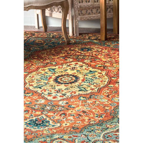 Nuloom Floral Medallion Pearlie Rug Rust