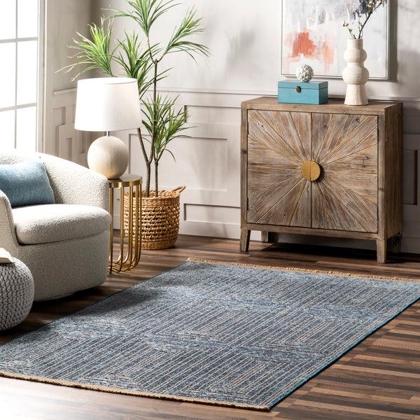Nuloom Geometric Diamond Fringe Area Rug Blue