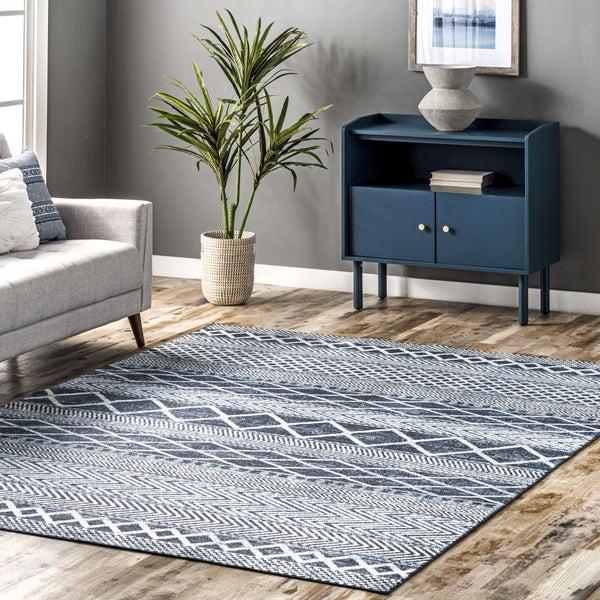 Nuloom Ginnie Washable Banded Area Rug Blue