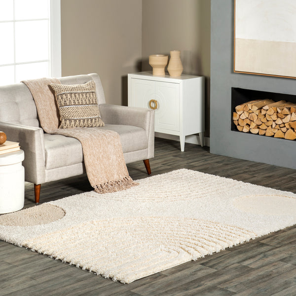 Nuloom Gloria Abstract Shag Area Rug Beige