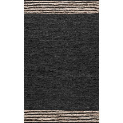 nuloom Hand Braided Jute Leather Kelli Grey