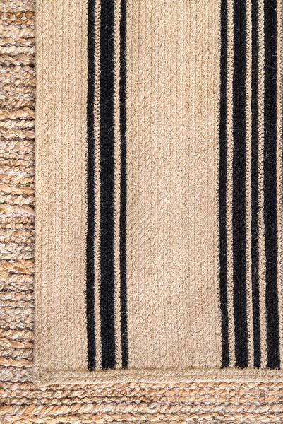 Nuloom Hand Braided Striped Brenna Natural