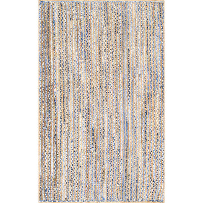 nuloom Hand Braided Striped Dara Jute Blue