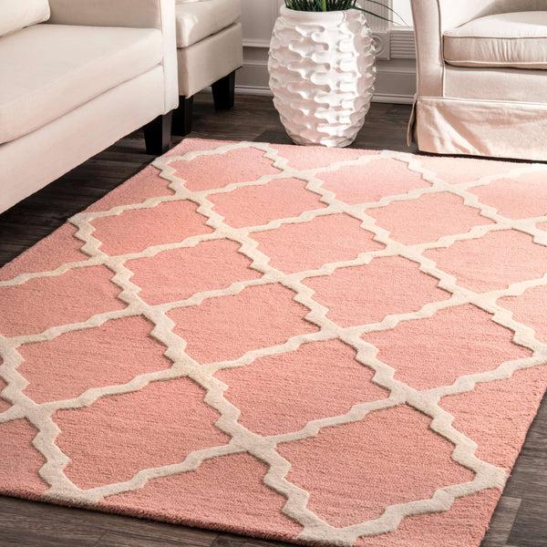 Nuloom Hand Hooked Marrakech Trellis Baby Pink