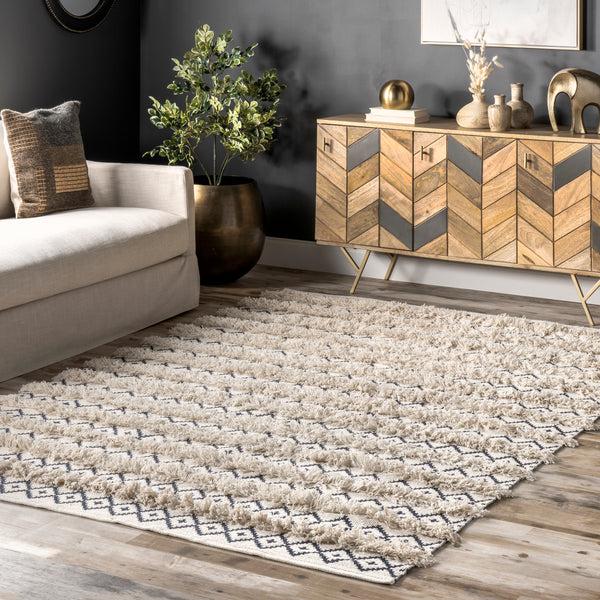 Nuloom Hand Loomed Cotton Teyana Area Rug Ivory
