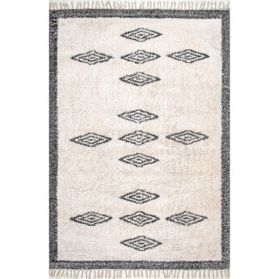 nuloom Hand Loomed Rosa Tassel Rug Area Rug Ivory
