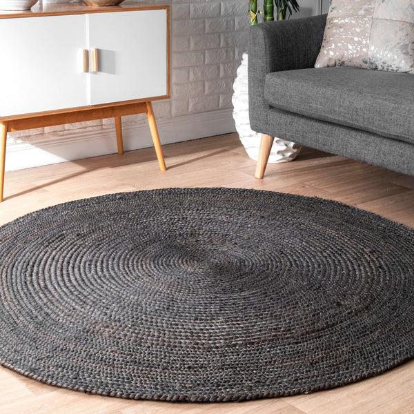 Nuloom Hand Loomed Solid Daisy Jute Black