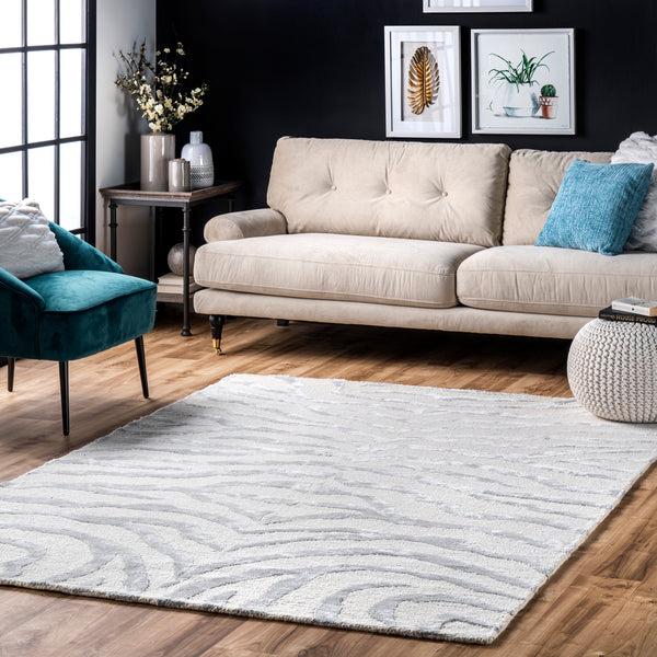 Nuloom Hand Tufted Plush Zebra Area Rug Gray