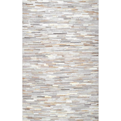 nuloom Hand Woven Clarity Patchwork Cowhide Beige