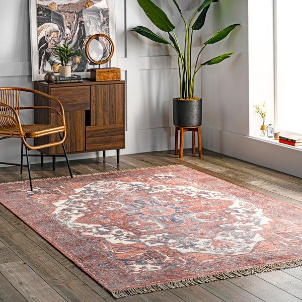 Nuloom Hand Woven Werner Fringe Area Rug Rust