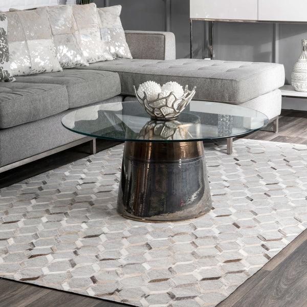 Nuloom Handmade Cowhide Grenier Area Rug Grey