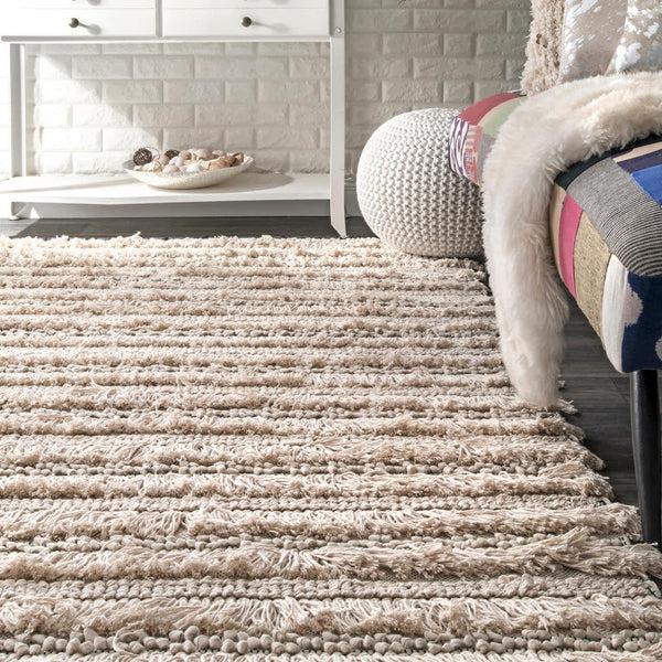 Nuloom Handmade Emerita Tassel Shag Beige