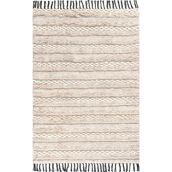 nuloom Handmade Emerita Tassel Shag Beige