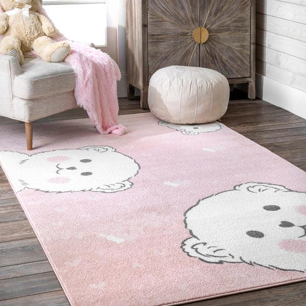 Nuloom Harlee Blushing Bears Nursery Area Rug Pink