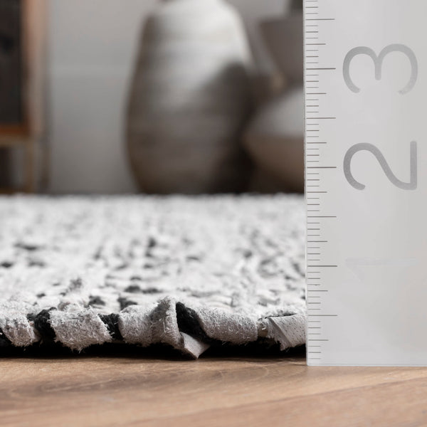 Nuloom Hartford Leather Moroccan Flatweave Ivory