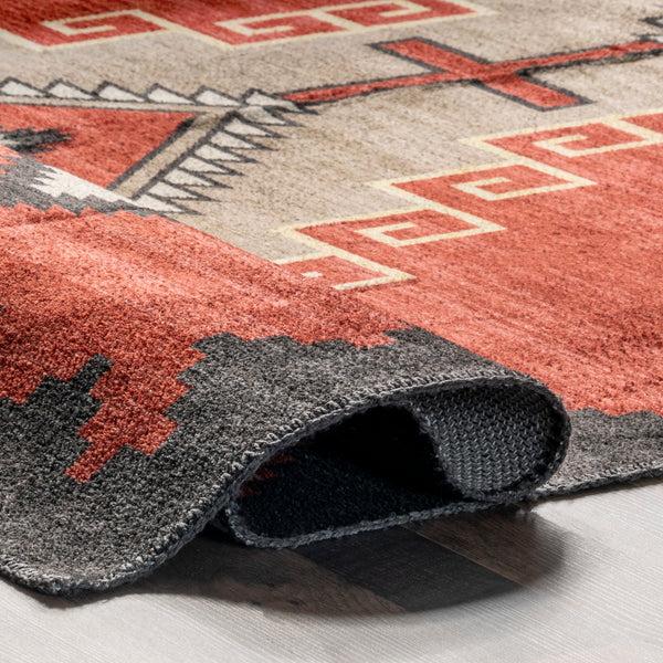 Nuloom Imelda Aztec Machine Washable Area Rug Red