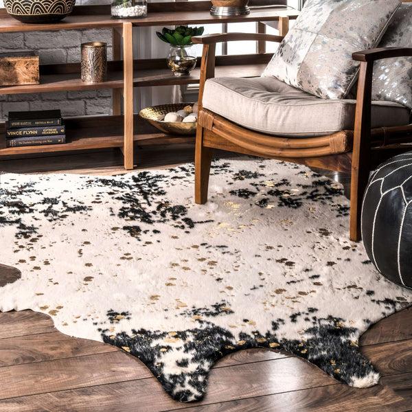 Nuloom Iraida Faux Cowhide Area Rug Brown