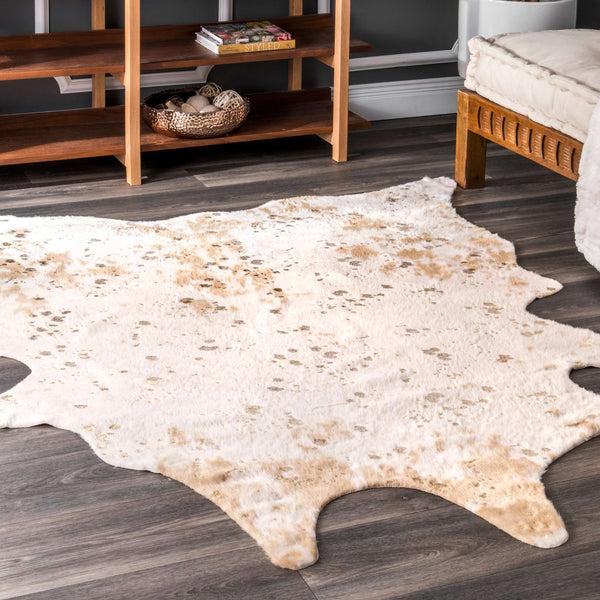 Nuloom Iraida Faux Cowhide Area Rug Brown