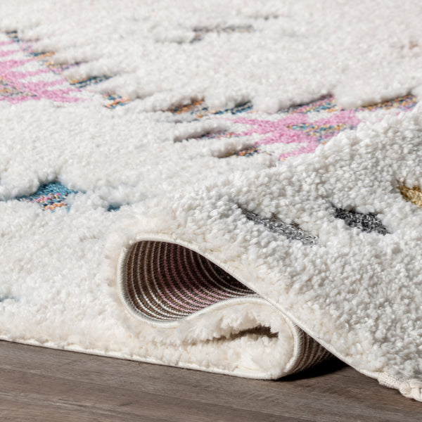 Nuloom Jocelyn Tribal Shag Tasseled Area Rug White