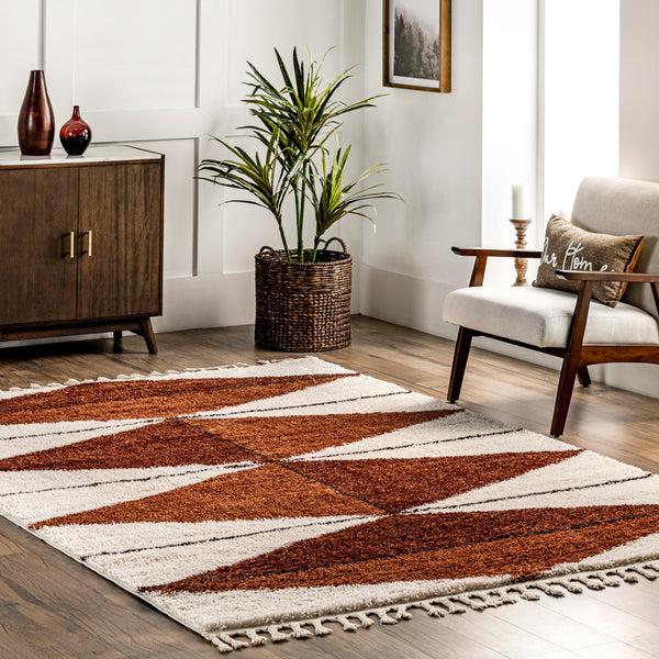 Nuloom Kali Shaggy Diamond Tassel Area Rug Rust