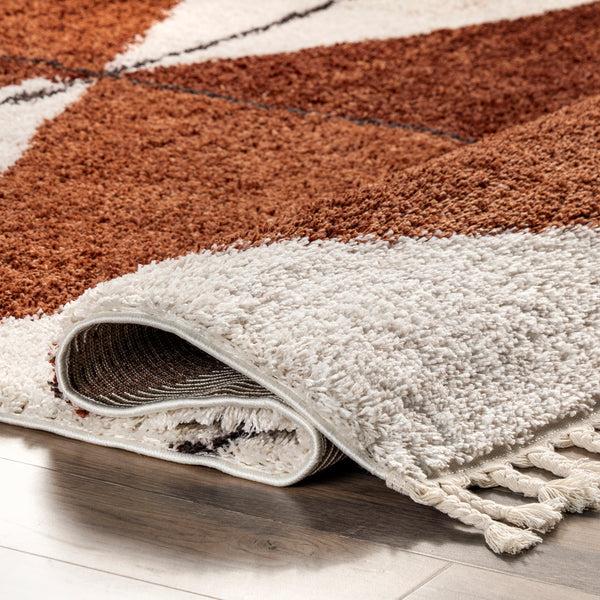 Nuloom Kali Shaggy Diamond Tassel Area Rug Rust