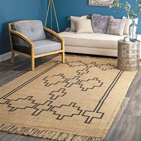 Nuloom Kamilah Geometric Jute Area Rug Natural