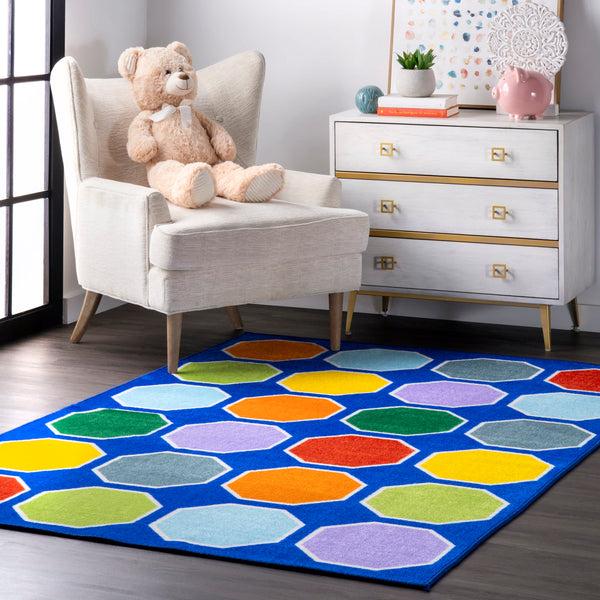 Nuloom Kecia Octagons Printed Rug Blue