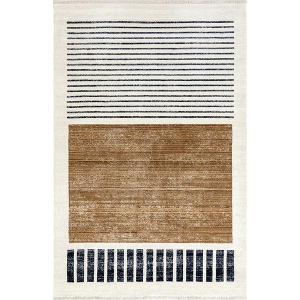 nuloom Keeva Modern Striped Fringe Area Rug Beige