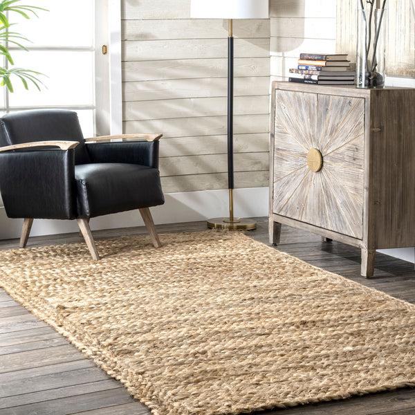 Nuloom Keilani Striped Braided Jute Natural