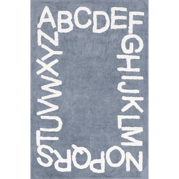 nuloom Kids Washable Round Alphabet Rug Blue