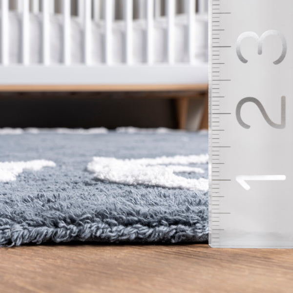 Nuloom Kids Washable Round Alphabet Rug Blue